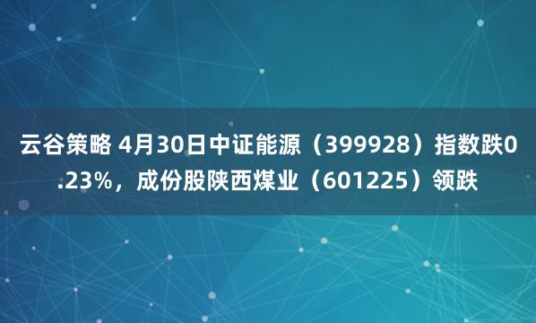云谷策略 4月30日中证能源（399928）指数跌0.23%，成份股陕西煤业（601225）领跌