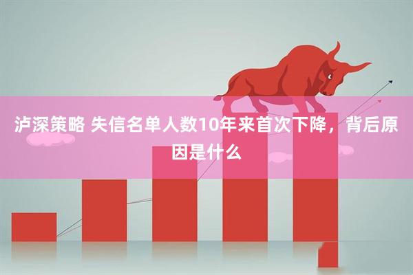 泸深策略 失信名单人数10年来首次下降，背后原因是什么