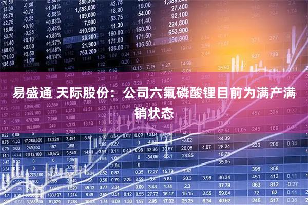 易盛通 天际股份：公司六氟磷酸锂目前为满产满销状态